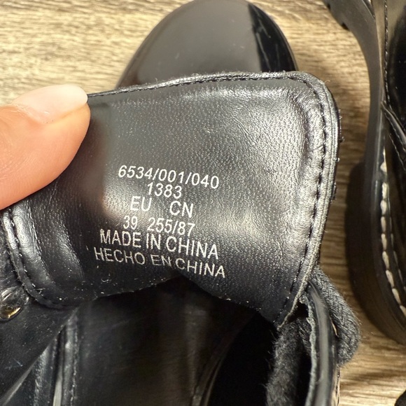 Zara Shoes Womens sz:8.5 Black Patent Oxford Platform Chunky Dark Academia Goth - Picture 5 of 9